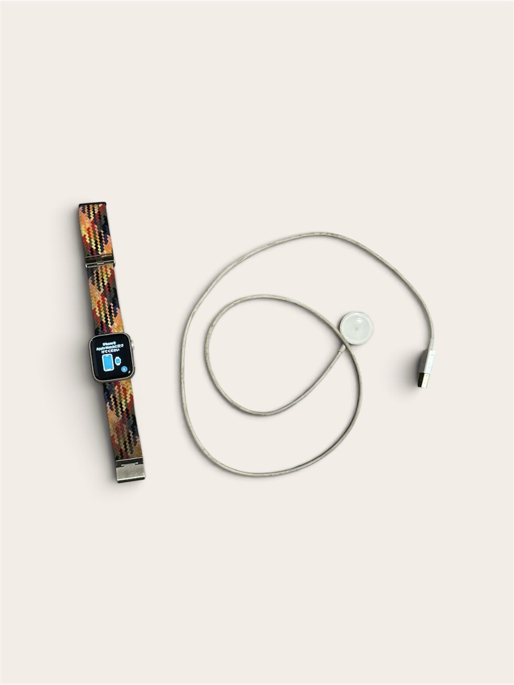 Apple Watch with Multicolor Woven Band